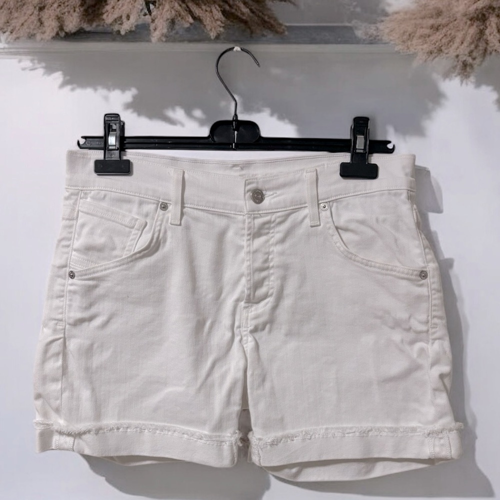 CITIZENS OF HUMANITY (26) White Denim Shorts Crisp Cotton Stretch Low Rise